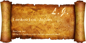 Lenkovics Jolán névjegykártya