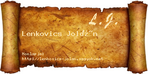 Lenkovics Jolán névjegykártya